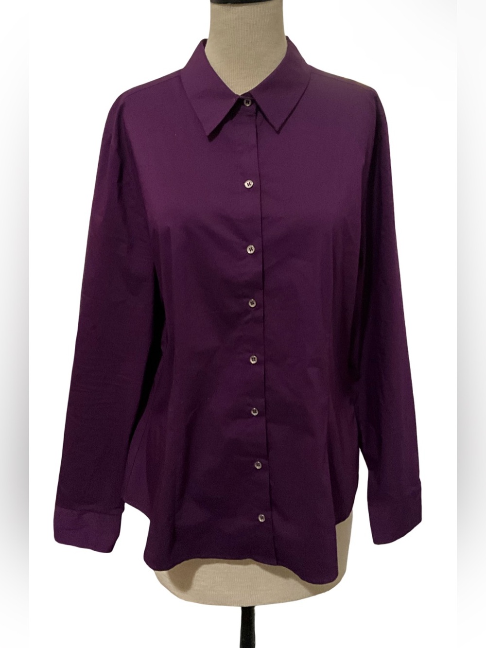 7th Avenue Design Studio Women’s Purple Button Down Long Sleeve Blouse Size XL